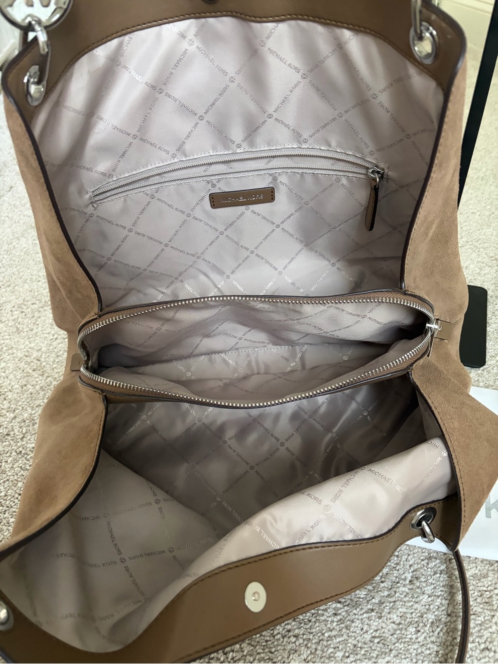 Michael Kors Large Christina Suede Shoulder Hobo Bag - Picture 8 of 12